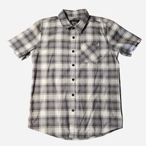 Metal Mulisha grey and white button up shirt size small